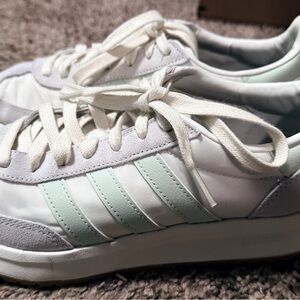 Adidas Women's White and Light Green Sneakers